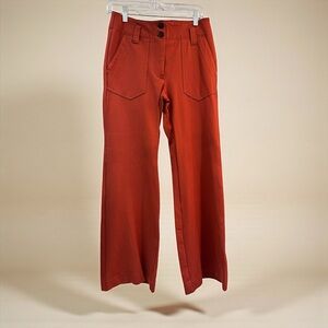 Maeve Anthropologie Naomi Wide-Leg Flare Pants Sz 4 Burnt Orange Stretch Fit